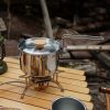 Outdoor multifunctional 304 stainless steel boiling kettle mountaineering portable coffee pot foldable fishing camping pot teapot