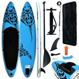 Inflatable Stand Up Paddleboard Set 144.1"x29.9"x5.9" Blue