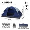 4-Person Dome Camping Tent with Removable Rain Fly & Carrying Bag;  Waterproof & Windproof;  for Camping;  Hiking;  Traveling