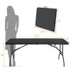 6ft Folding Table, Portable Plastic Table for Camping, Picnics, Parties, High Load Bearing Foldable Table Black