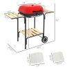 Outsunny 17" Portable Charcoal Grill with Wheels, 2 Side Tables and Bottom Shelf, BBQ with Adjustable Vents on Lid for Picnic, Camping, Backyard, Cook