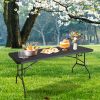 6ft Folding Table, Portable Plastic Table for Camping, Picnics, Parties, High Load Bearing Foldable Table Black