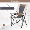 Folding Camping Chair with Cup Holder Armrest and Lumbar Pillow