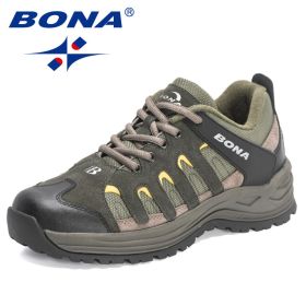 BONA 2022 New Designers Hiking Shoes Outdoor Sneakers Men Travel Shoes Non-slip Breathable Sports Shoes Man Work Shoe Mansculino (Color: Army grey S gray, size: 9.5)