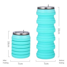 480ml Foldable Silicone Water Cup Creative Protable Travel Cycling Running Water Bottle Folding Outdoor Sports Kettle Drinkware (Capacity: 480ml, Color: 03)