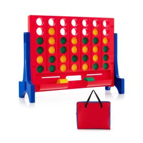 Jumbo 4-to-Score Connect Game Set with Carrying Bag and 42 Coins (Color: Blue)