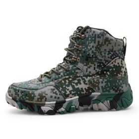 New Men's Military Boots High Top Outdoor Hiking Shoes Men Anti-collision Quality Army Tactical Sport Jogging Trekking Sneakers (Color: Camouflage, size: 39)