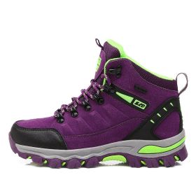 Waterproof Hiking Shoes Men Women Sneakers Mountain Climbing Shoes Outdoor Unisex Sport Hunting Boots Men Trekking Shoes (Color: Purple, size: 40)