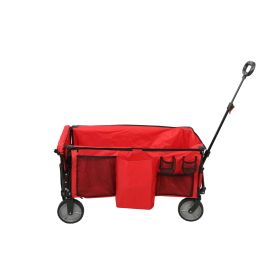 Camping All-terrain Folding Wagon with Oversized Wheels;  Blue and Red (Color: Red)