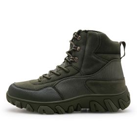 New Men's Military Boots High Top Outdoor Hiking Shoes Men Anti-collision Quality Army Tactical Sport Jogging Trekking Sneakers (Color: Green, size: 41)