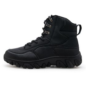 New Men's Military Boots High Top Outdoor Hiking Shoes Men Anti-collision Quality Army Tactical Sport Jogging Trekking Sneakers (Color: Black, size: 41)